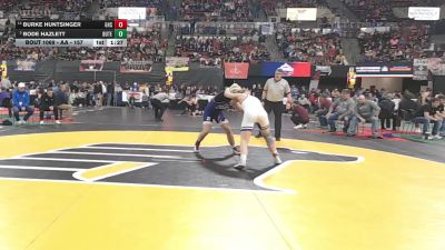 AA - 157 lbs Champ. Round 1 - Bode Hazlett, Butte vs Burke Huntsinger, Gallatin (Bozeman)