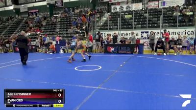 97 lbs Quarterfinal - Abe Heysinger, IA vs Evan Cies, PA