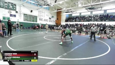 144 lbs Champ. Round 1 - Tejaswi Krishna, Mira Costa vs Andrew Wen, Aliso Niguel