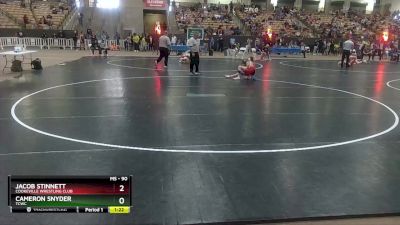 90 lbs Quarterfinal - Jacob Stinnett, Cookeville Wrestling Club vs Cameron Snyder, TCWC