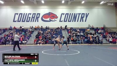 149 lbs Champ. Round 1 - Skyler Salzman, Treasure Valley Community College vs Matthew Hernandez, Clackamas Unattached