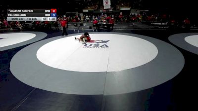 105 lbs Cons. Quarters - Aaliyah Kemplin, Ceres Pups Wrestling Club vs Cali Gilliard, Southwest Stallions Wrestling Club