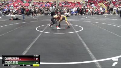 96 lbs Champ. Round 1 - Westyn Cook, Hays Wrestling Club vs Fynn Reinerio, Hugoton Wrestling Club