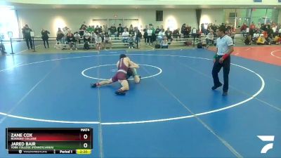 157 lbs Cons. Round 3 - Jared Bair, York College (Pennsylvania) vs Zane Cox, Roanoke College