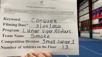 Lunar Viper Allstars - Smoke [L1 Junior - Small] 2021 Varsity All Star Winter Virtual Competition Series: Event V