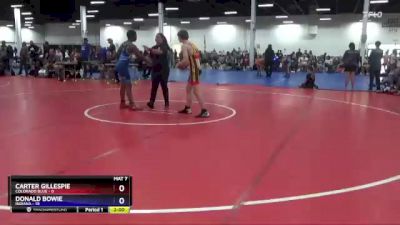 130 lbs Placement Matches (16 Team) - Carter Gillespie, Colorado Blue vs Donald Bowie, Indiana