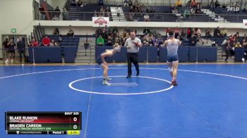 133 lbs 5th Place Match - Braden Carson, Eastern Oregon University (OR) vs Blake Runion, Corban University
