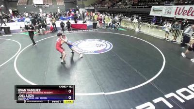 132 lbs Cons. Round 2 - Evan Vasquez, Lion Of Judah Wrestling Academy vs Joel Loza, Canyon Springs High School Wrestling