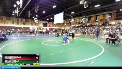 120 lbs Cons. Round 2 - John Maroudas, Temecula Valley vs Ethan Padilla, Temescal Canyon