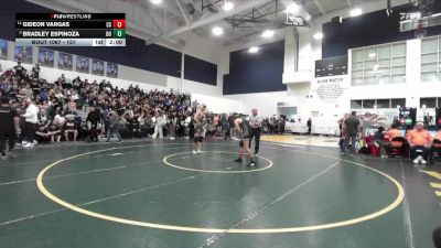 157 lbs Champ. Round 1 - Bradley Espinoza, Brea Olinda vs Gideon Vargas, Canyon Springs