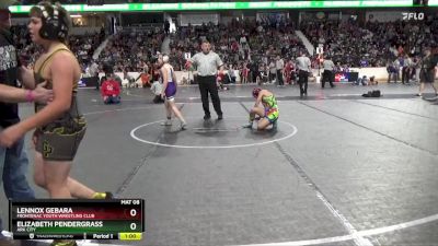 100 lbs 1st Place Match - Lennox Gebara, Frontenac Youth Wrestling Club vs Elizabeth Pendergrass, Ark City