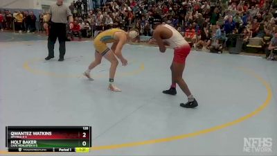 126 lbs Quarterfinal - Qwantez Watkins, Smyrna H S vs Holt Baker, Cape Henlopen H S