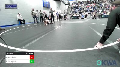 52 lbs Semifinal - Caleb Boyd, Harrah Little League Wrestling vs Bentley Story, Noble Takedown Club