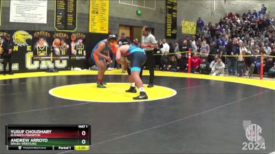 250 lbs Quarterfinal - Andrew Arroyo, Dinuba Wrestling vs Yusuf Choudhary, Elizabeth Pinkerton