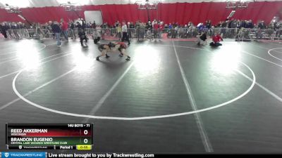 71 lbs Quarterfinal - Brandon Eugenio, Crystal Lake Wizards Wrestling Club vs Reed Akkerman, Wisconsin