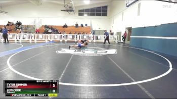 215 lbs Cons. Round 5 - Levi Cook, Turlock vs Tytus Dimmer, Clovis West