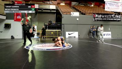 Junior Boys - 157 lbs Cons. Round 4 - Wyatt Corriea, Liberty Ranch High School Wrestling vs Micah Freimuth