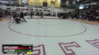 138 lbs 1st Place Match - Aaron Callirgos, Desert Ridge High School vs Owen Proper, Marana High School