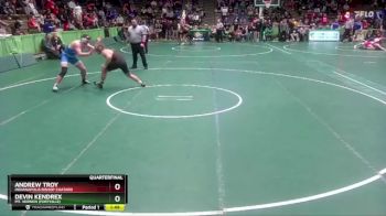 215 lbs Quarterfinal - Devin Kendrex, Mt. Vernon (Fortville) vs Andrew Troy, Indianapolis Bishop Chatard