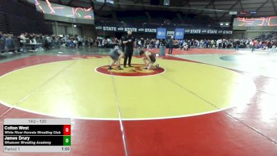 120 lbs Champ. Rd Of 16 - Colton West, White River Hornets Wrestling Club vs James Drury, Whatcom Wrestling Academy