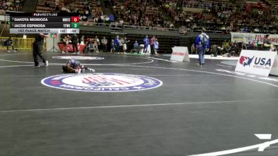 Bantam - 43 lbs 1st Place Match - Jacob Espinosa, Yucaipa Thunder Wrestling Club vs Dakota Mendoza, MTC - MANTANONA TRAINING CENTER