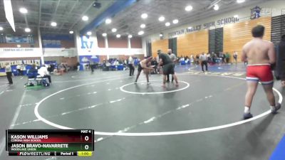 285 lbs Cons. Round 2 - Jason Bravo-Navarrete, Woodlake Union vs Kason Williams, Corona High School
