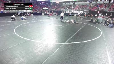 Girls 114 lbs Champ. Round 1 - Sharmia Evans, Milw. Bay View/Life. Learn./South-Girls vs Daelin Cody, Princeton/Green Lake-Girls