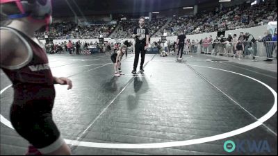 43 lbs Quarterfinal - Braxley Harjo, Warhorse Wrestling Club vs Vivian Manley, Perry Wrestling Club