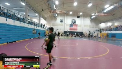 98-103 lbs Round 3 - Rylan Malkovich, Worland Middle School vs Riggan Harris, Rocky Mountain Middle School