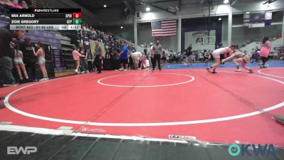 91-98 lbs Rr Rnd 2 - Mia Arnold, Sperry Wrestling Club vs Zoie Gregory, Tulsa Blue T Panthers