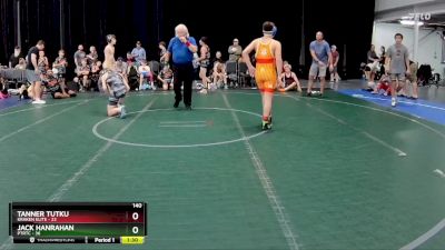 140 lbs Semis (4 Team) - Jack Hanrahan, PTRTC vs Tanner Tutku, Kraken Elite