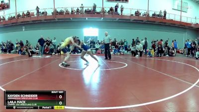 125 lbs Cons. Round 2 - Kayden Schneider, Shenandoah Wrestling Club vs Laila Mack, Carmel USA Wrestling Club