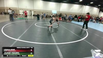 102 lbs Cons. Round 1 - Joshua Kemp, Bandit Combat Sports vs Journey Peguero, Austin Texas Wrestling Club