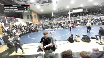 120 lbs Semifinal - Justus Peregrina, Coeur D`Alene High School vs Carson Leonard, Lakeland High School