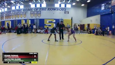 123 lbs Cons. Semi - Ryann Thomas, Fort Myers High School vs Kaitelynn Oliver, SOUTH DADE / Gladiator Wrestli