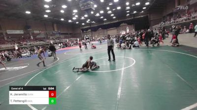 65 lbs Consi Of 4 - Karson Jaramillo, Duran WC vs Trevan Pettengill, Badlands Elite