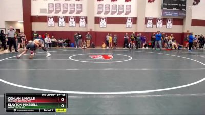 97-105 lbs Quarterfinal - Conlan Linville, Franklin Central WC vs Klayton Mikesell, Webo Youth WC