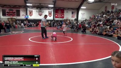 Round 1 - Cameron Mahoney, Fort Madison Wrestling Club vs Brielle Baum, Keokuk Kids Wrestling Club