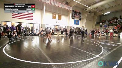 126 lbs Consi Of 4 - Kaydeance Thompson, Sperry Wrestling Club vs Presley Sarra, Skiatook Youth Wrestling