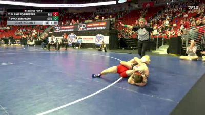 3A-126 lbs Cons. Round 3 - Blake Forrester, Dallas Center-Grimes vs Evan Simpson, Cedar Falls