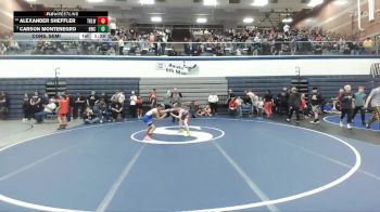 76 lbs Cons. Semi - Alexander Sheffler, Team Real Life Wrestling vs Carson Montenegro, Homedale Wrestling Club