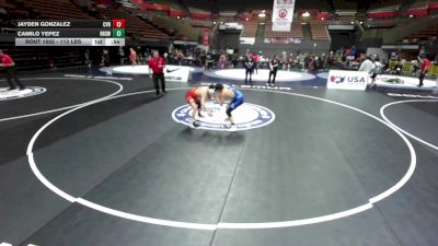 113 lbs Cons. Sub-semis - Jayden Gonzalez, Central Valley Bengals vs Camilo Yepez, Redwood High School Wrestling