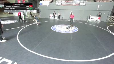 82 lbs Cons. Sub-semis - Bodhi Souza, Hughson Wrestling Club vs Adrian Gonzalez, Monster Garage Wrestling
