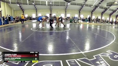 133 lbs Champ. Round 1 - Joseph Clem, Unattached - West Virgina vs David Makupson, Salem University