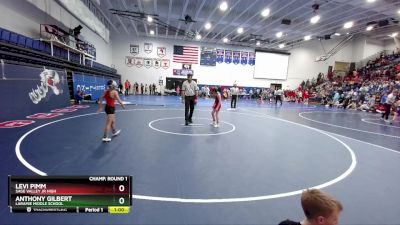 75 lbs Champ. Round 1 - Levi Pimm, Sage Valley Jr High vs Anthony Gilbert, Laramie Middle School