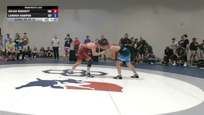92 kg Cons. Rd Of 32 - Julian Burgett, Fishers Wrestling Club vs Landon Hamper, South Carroll Prep