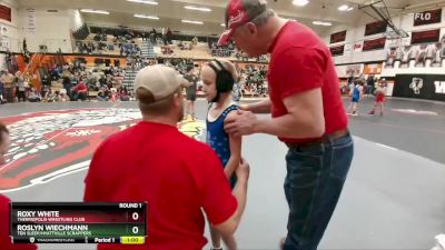 57-62 lbs Round 1 - Roslyn Wiechmann, Ten Sleep/Hyattville Scrappers vs Roxy White, Thermopolis Wrestling Club