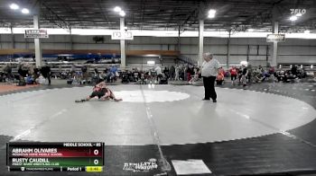 85 lbs Cons. Round 6 - Abrahm Olivares, Mountain Home Middle School vs Rusty Caudill, Priest River Wrestling Club