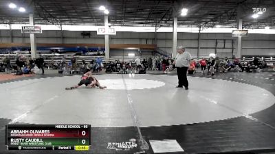 85 lbs Cons. Round 6 - Abrahm Olivares, Mountain Home Middle School vs Rusty Caudill, Priest River Wrestling Club