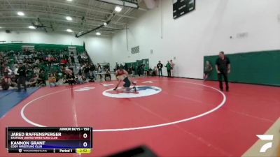 150 lbs Quarterfinal - Jared Raffensperger, Eastside United Wrestling Club vs Kannon Grant, Cody Wrestling Club